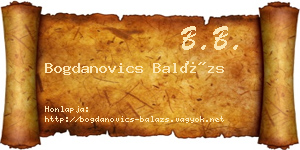 Bogdanovics Balázs névjegykártya