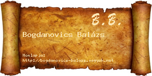 Bogdanovics Balázs névjegykártya